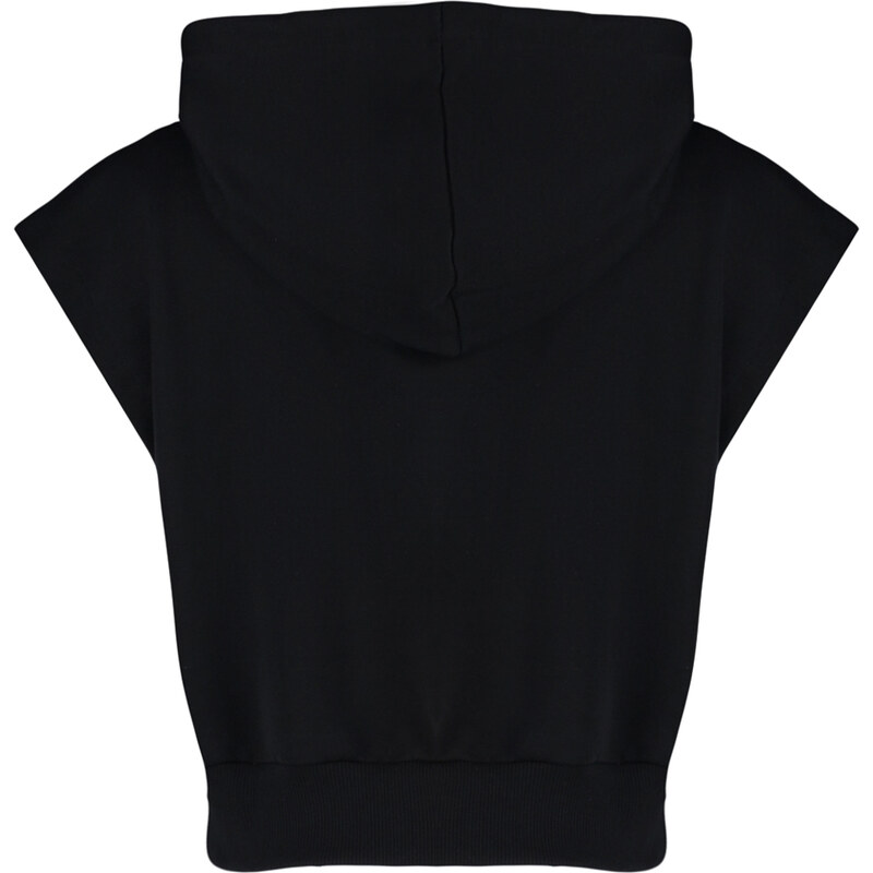 Trendyol Black Fitted Hooded Zipper Zero Sleeve Vest