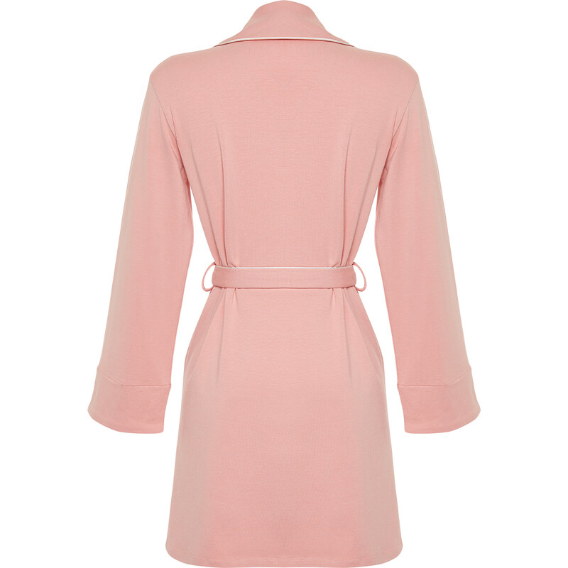 Trendyol Premium Powder Belted Piping and Sleeve Detailed Modal Knitted Dressing Gown