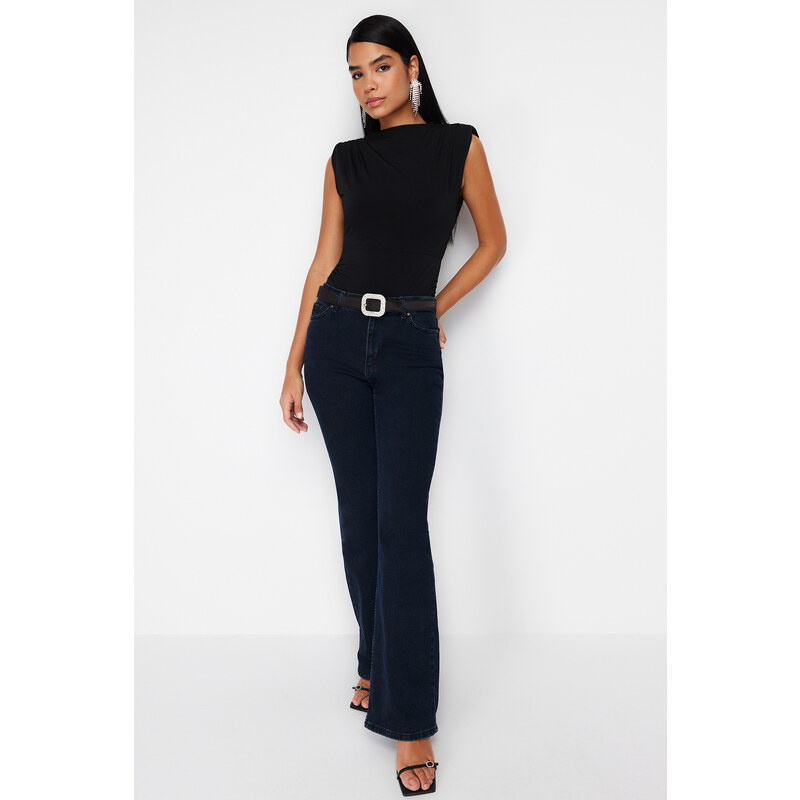 Trendyol Black Fitted Knitted Snap-On Bodysuit