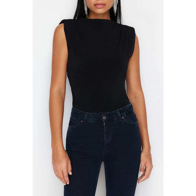 Trendyol Black Fitted Knitted Snap-On Bodysuit