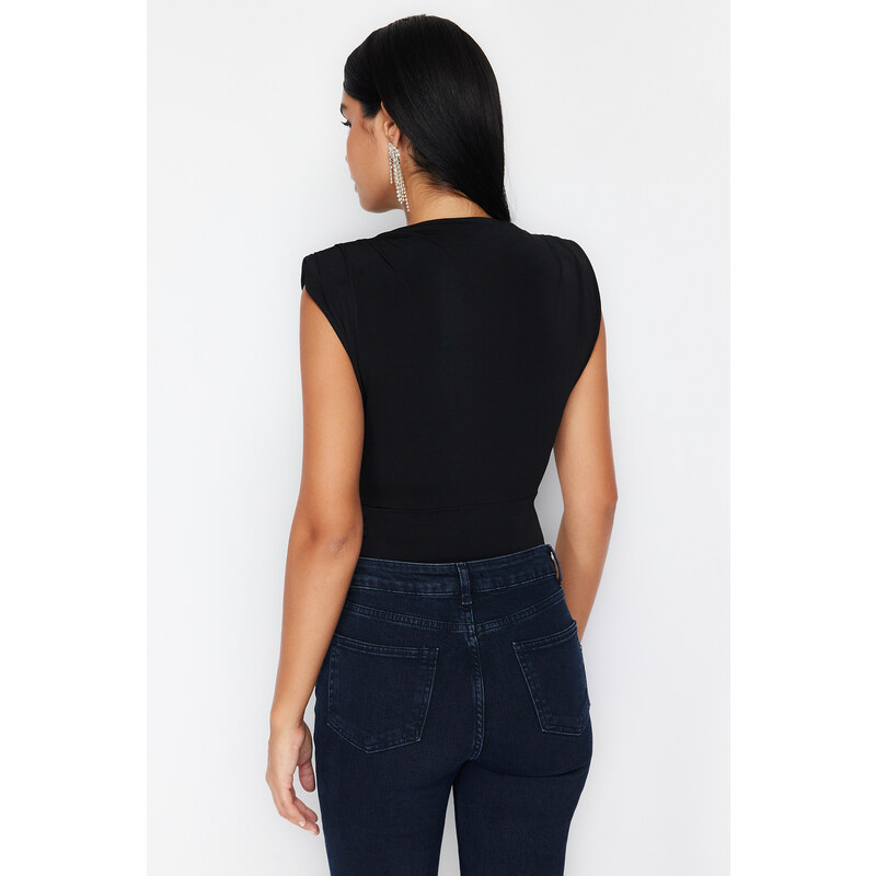 Trendyol Black Fitted Knitted Snap-On Bodysuit