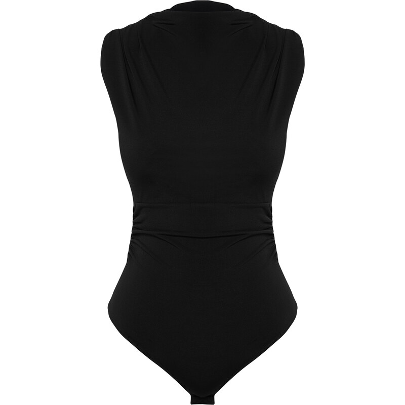 Trendyol Black Fitted Knitted Snap-On Bodysuit