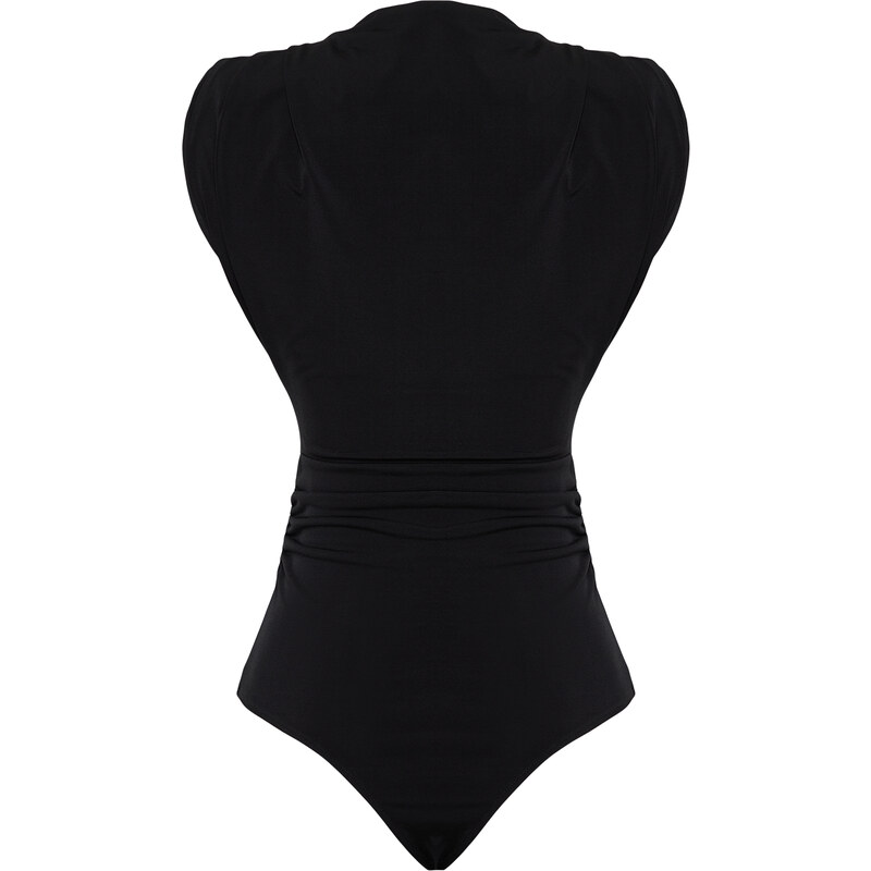 Trendyol Black Fitted Knitted Snap-On Bodysuit