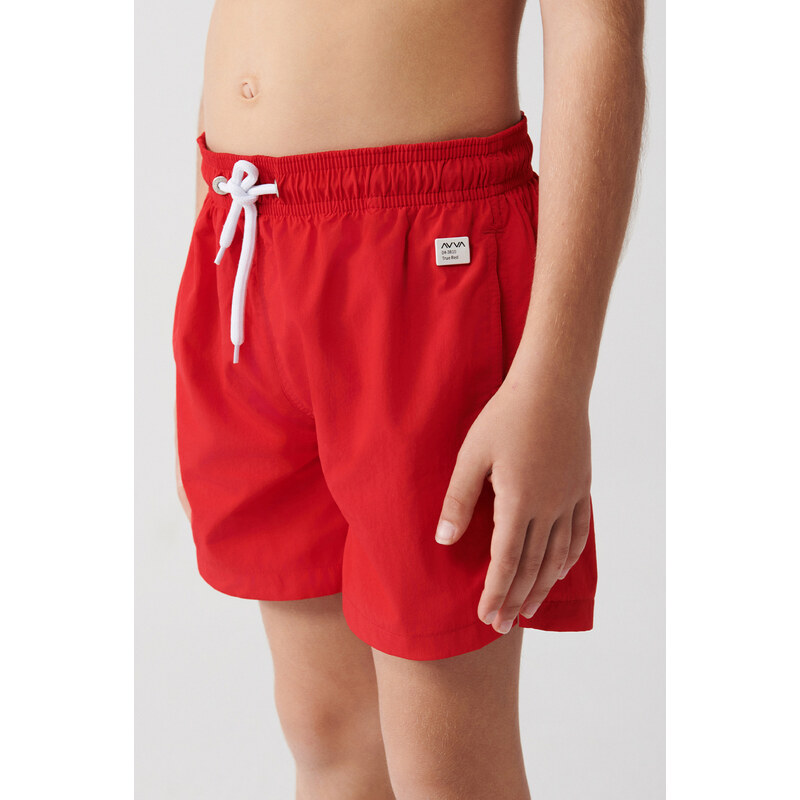 Avva Men's Red Quick Dry Standard Size Plain Kids Swimwear With Special Box