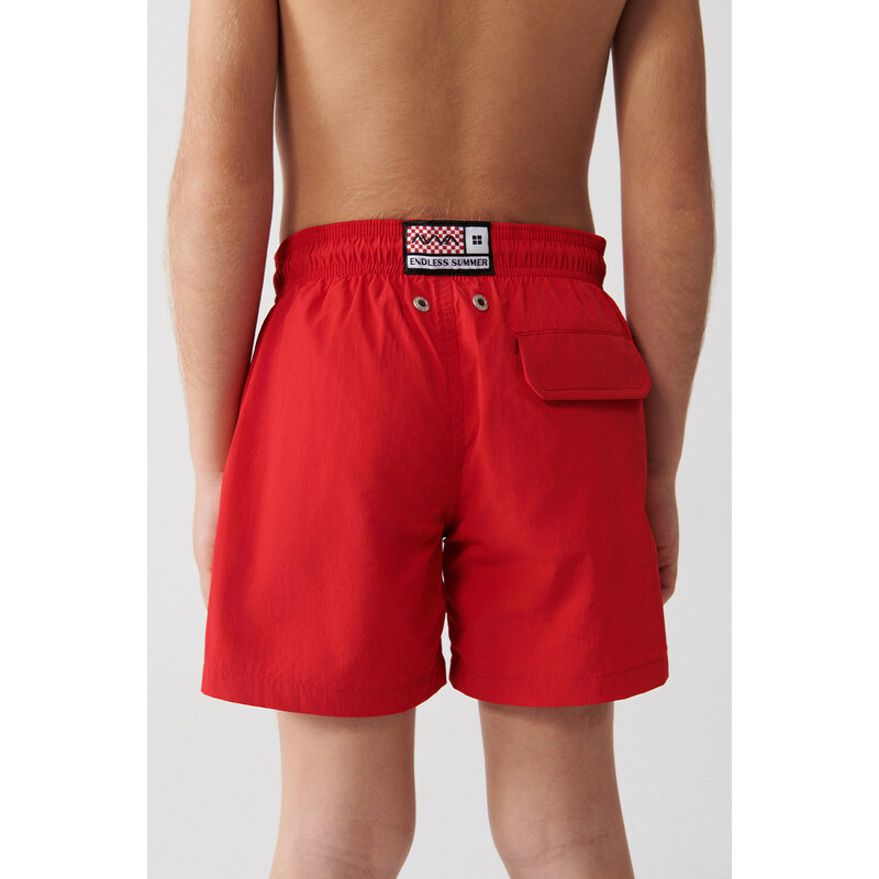 Avva Men's Red Quick Dry Standard Size Plain Kids Swimwear With Special Box