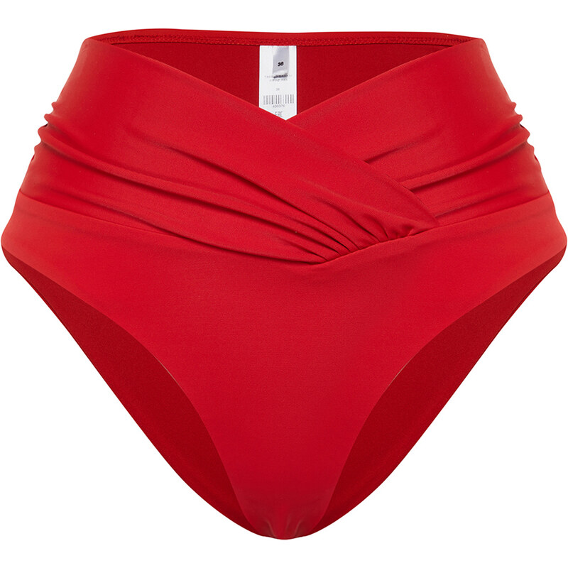 Trendyol Red V-Cut High Waist Regular Bikini Bottom