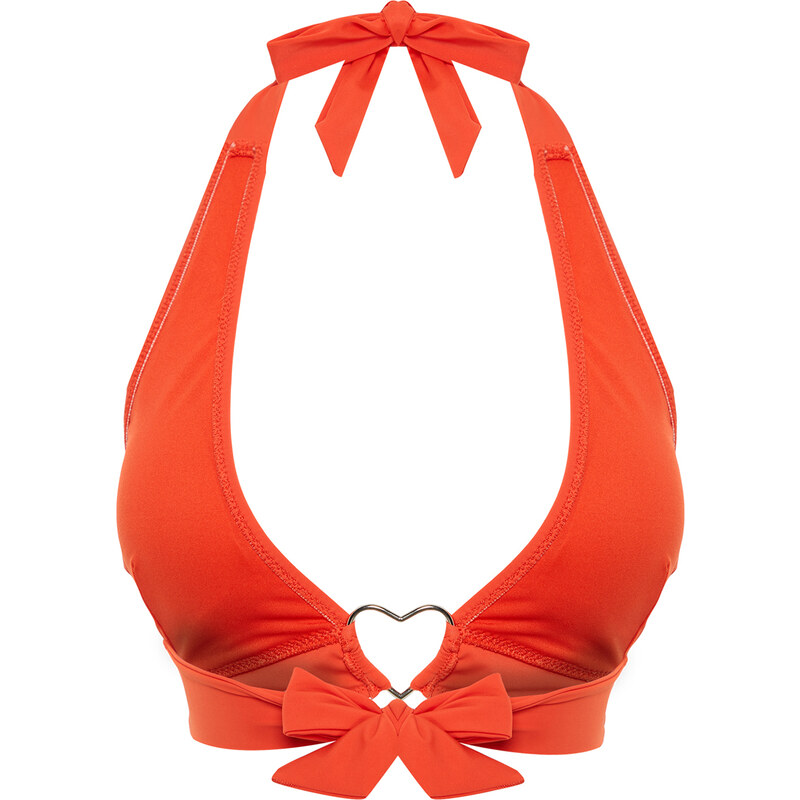 Trendyol Red Triangle Accessorized Bikini Top