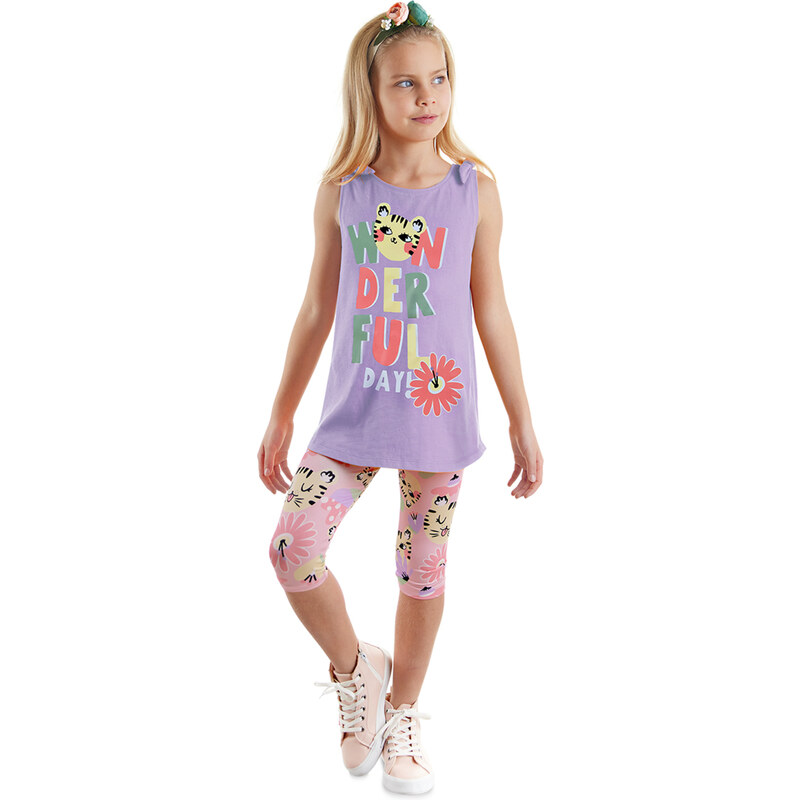 Denokids Wonderful Cat Girls Kids Tunic Leggings Set