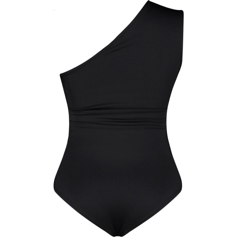 Trendyol Curve Black Asymmetrical Collar Bottom Snap Knitted Body