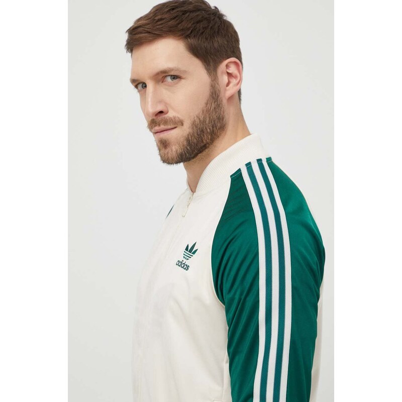 Mikina adidas Originals pánská, béžová barva, vzorovaná, IS1403