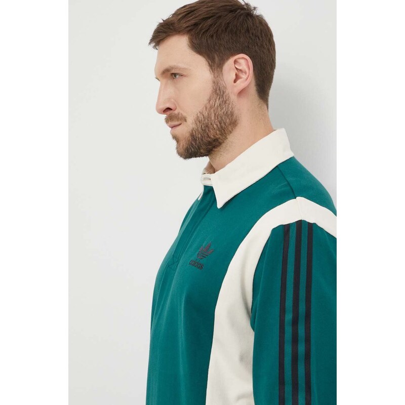 Bavlněné tričko s dlouhým rukávem adidas Originals zelená barva, IU0210