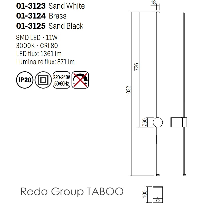 Světla a lustry REDO GROUP LED designové nástěnné světlo Redo TABOO 01-3125/černá barva