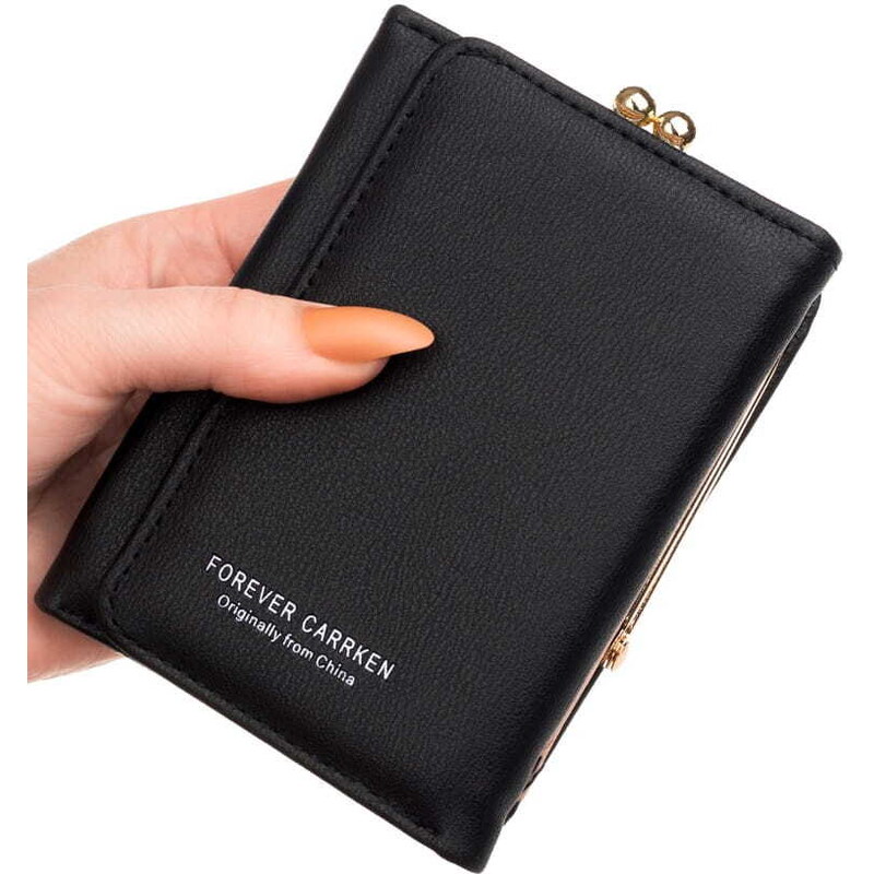 Camerazar Elegantní dámská peněženka z ekologické umělé kůže, černá, 12x8.5x4.5 cm