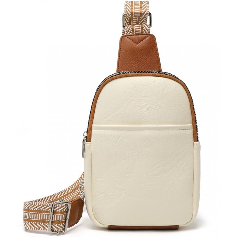 Miss Lulu Malý crossbody batůžek přes jedno rameno béžový LB2356