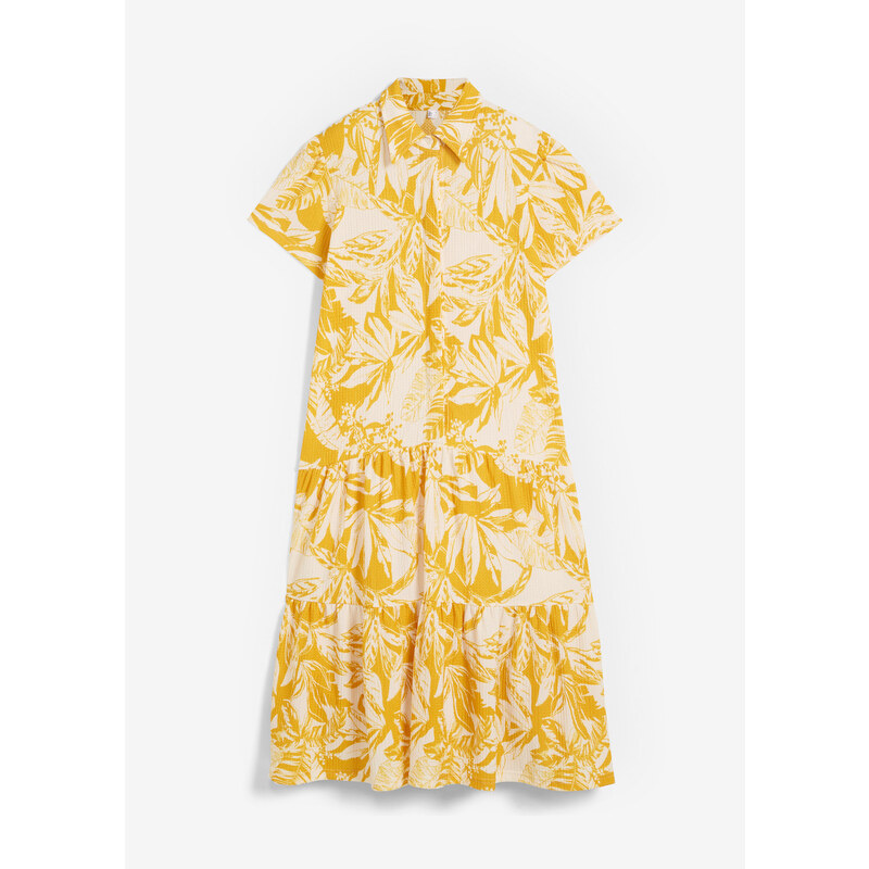 bonprix Úpletové šaty pólo Žlutá