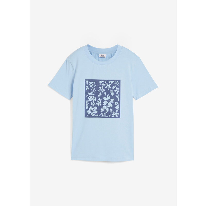 bonprix Tričko s květinovým potiskem Modrá