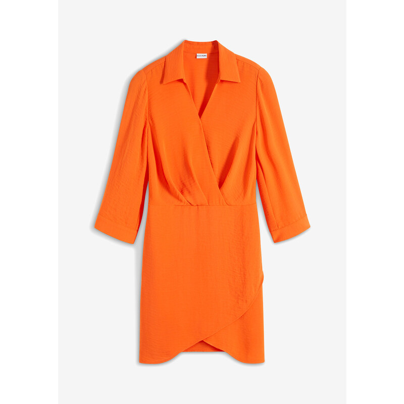 bonprix Šaty se zavinovacím detailem Oranžová