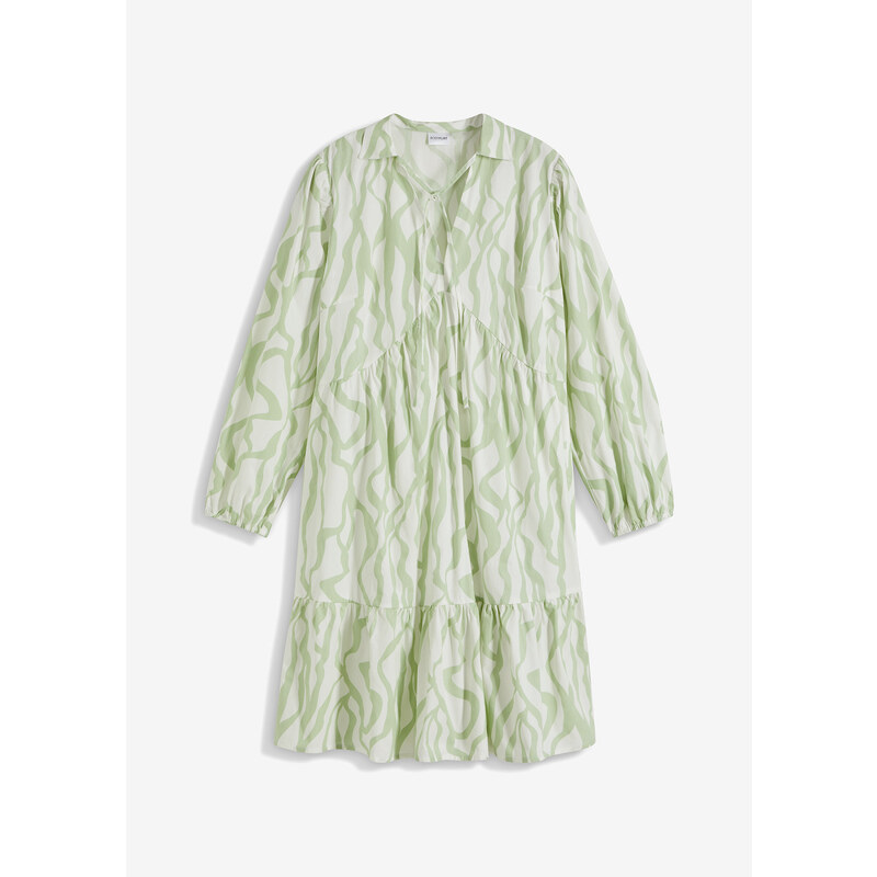 bonprix Volánové šaty s potiskem Zelená