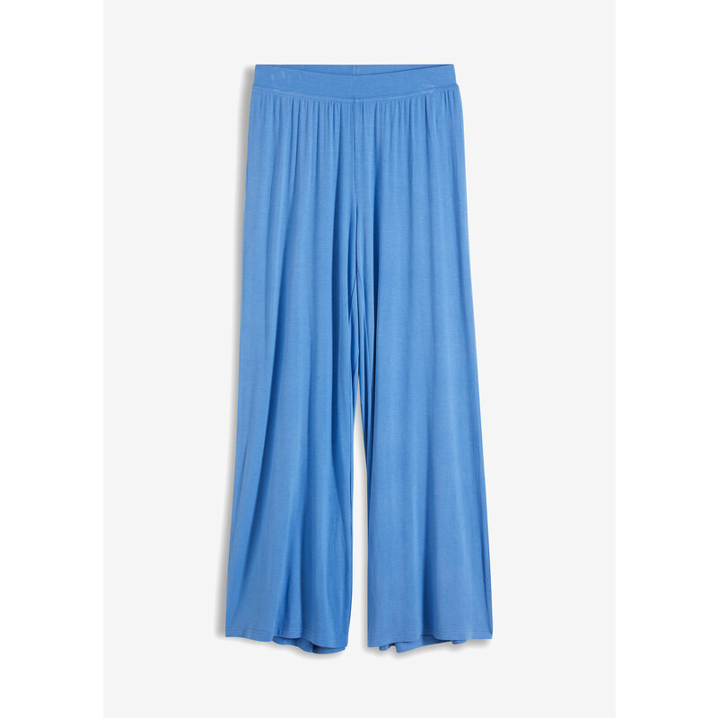 bonprix Pyžamové kalhoty se širokými nohavicemi s viskózou Modrá