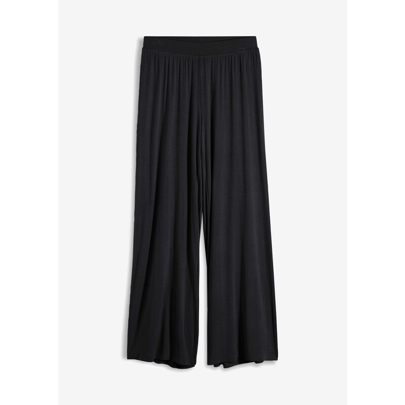bonprix Pyžamové kalhoty se širokými nohavicemi s viskózou Černá