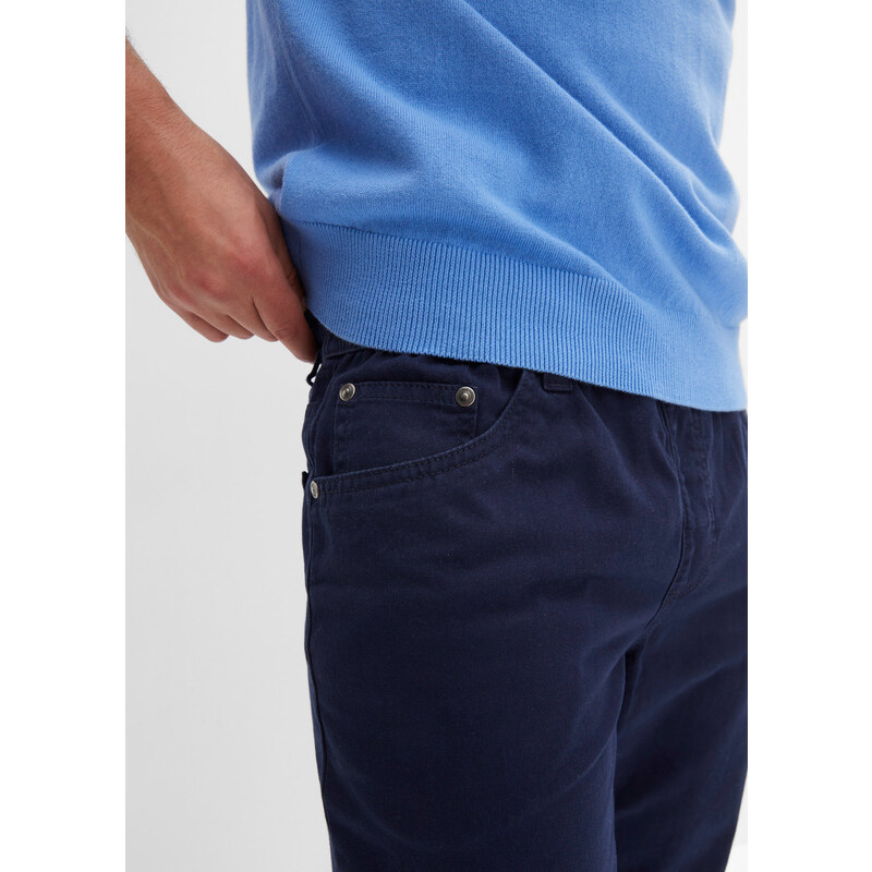 bonprix Kalhoty bez zapínání, Regular Fit Straight Modrá
