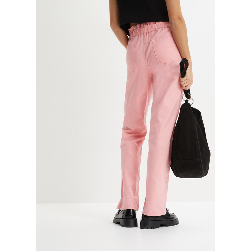 bonprix Strečové keprové kalhoty s pohodlnou pasovkou Růžová