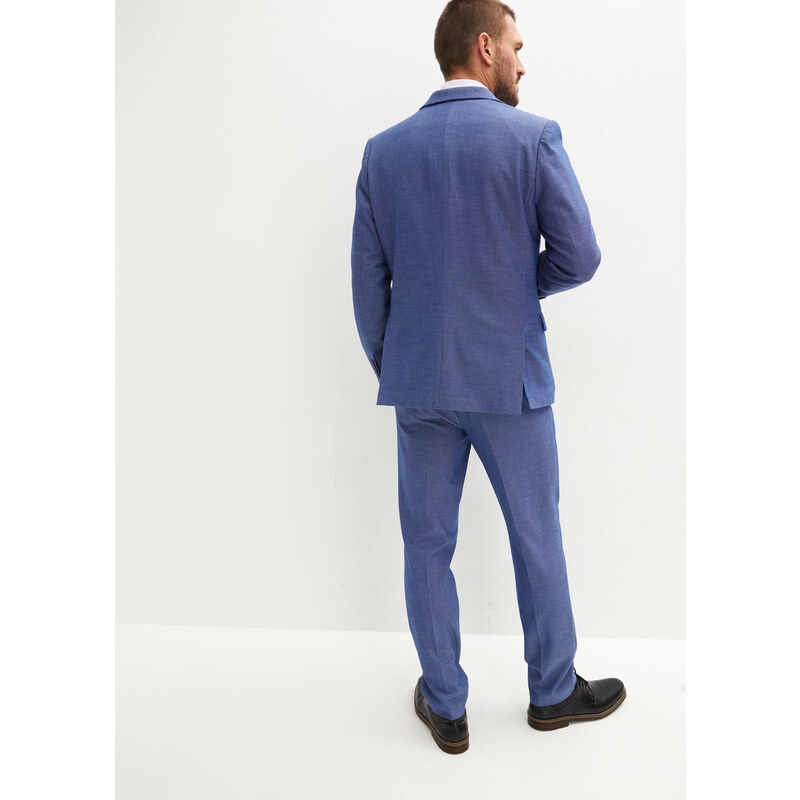 bonprix 3dílný oblek Slim Fit: sako, kalhoty, vesta Modrá
