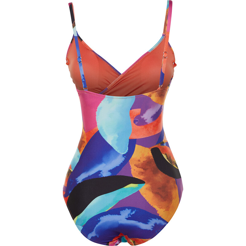 Trendyol Abstract Patterned Double Breasted Tie Hipster Swimsuit