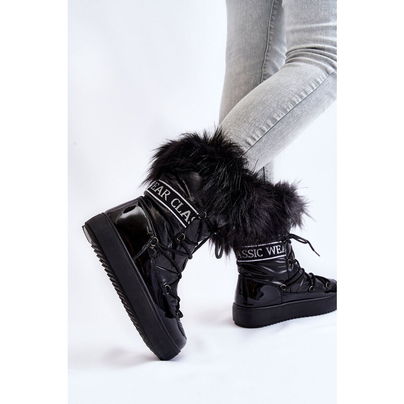Kesi Dámské šněrovací boty do sněhu Černé Santero