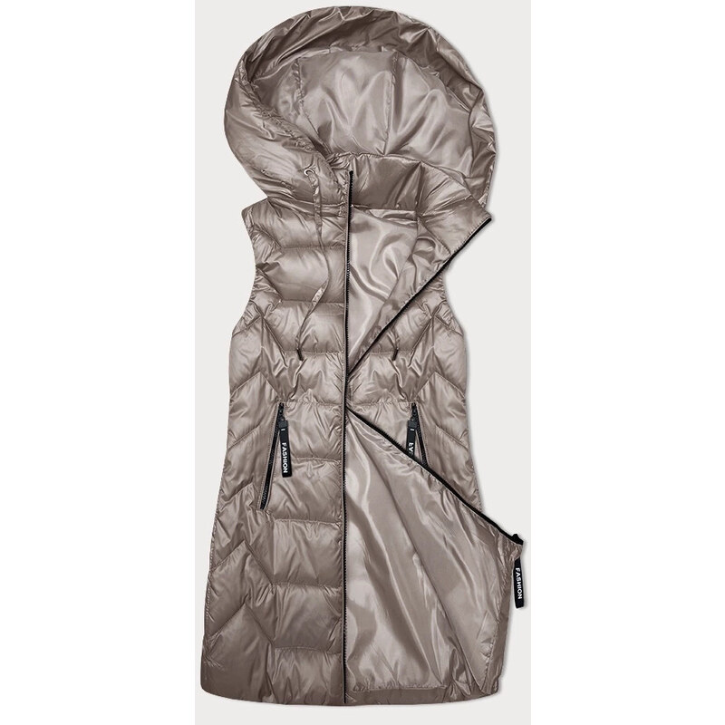 Dámská bunda bez rukávů SWest cappuccino s odnímatelnou kapucí (B8232 90415973