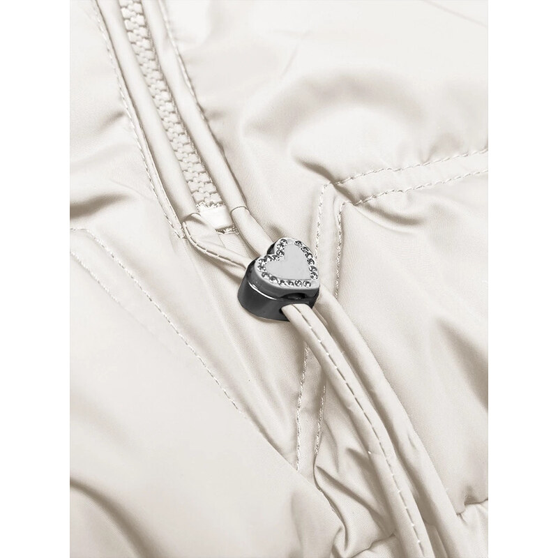 Prošívaná bunda v ecru barvě s odepínací kapucí Miss TiTi (2482)