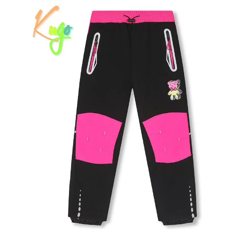 Dívčí softshellové kalhoty zateplené Kugo HK5515, černá / růžová