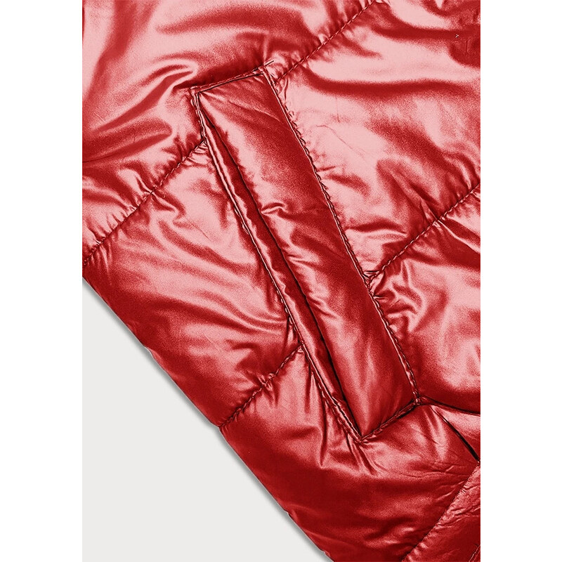 Krátká červená dámská bunda S'West s látkovými stahovacími lemy (B8189-4)