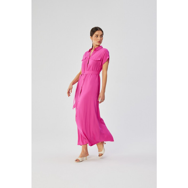 STYLOVE S364 Viskózové maxi košilové šaty - lila
