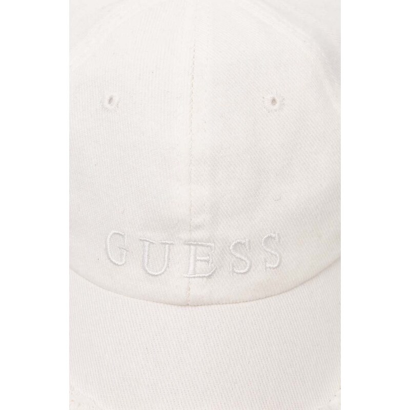 Bavlněná baseballová čepice Guess bílá barva, s aplikací, AW9493 COT01