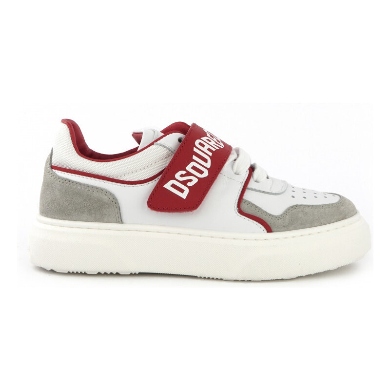 DSQUARED2 TENISKY DSQUARED LOGO MIXED MATERIALS SNEAKERS LOW LACE UP&STRAP