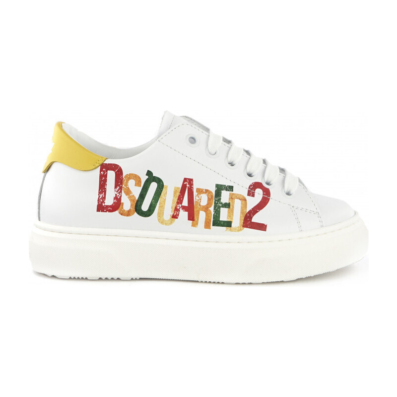DSQUARED2 TENISKY DSQUARED LOGO LEATHER SNEAKERS LOW LACE UP