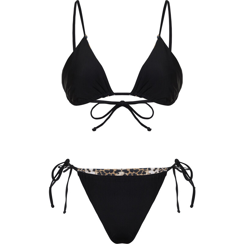 Trendyol Animal Patterned Triangle Reversible Regular Bikini Set