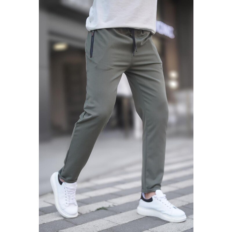 Madmext Khaki Zipper Detailed Men's Trousers 6520