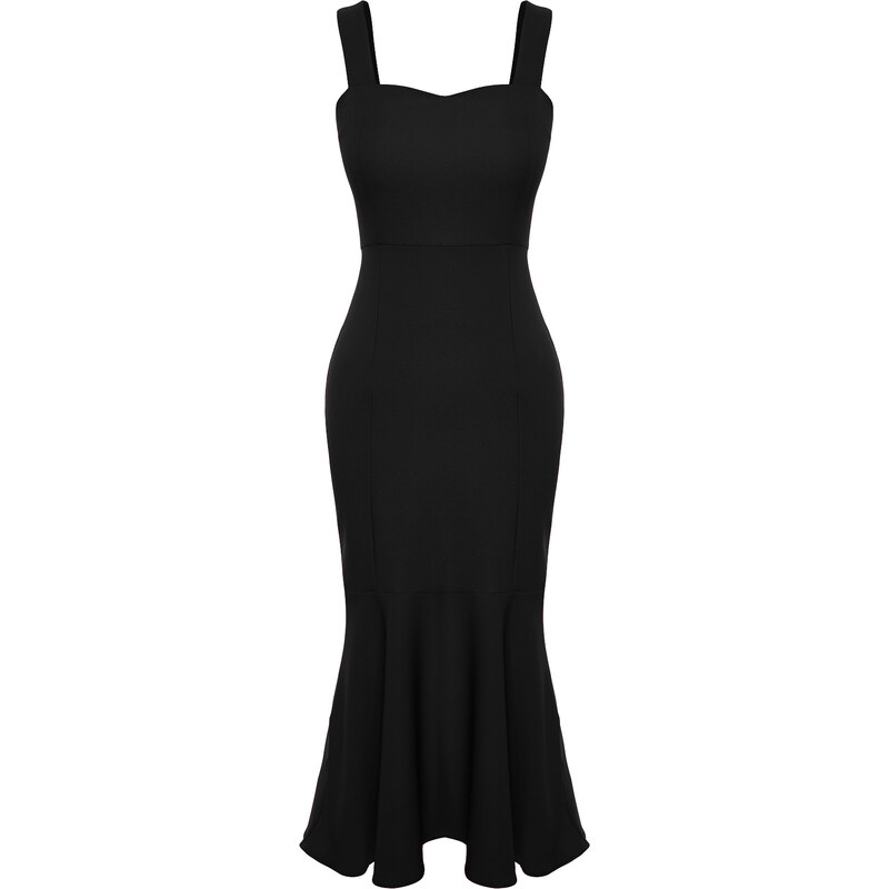 Trendyol Black Skirt Flounce Midi Woven Dress