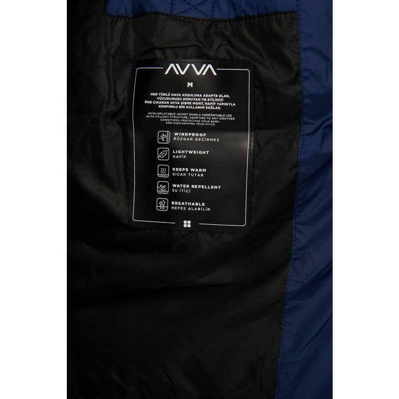 Avva Men's Indigo Down Jacket Water Repellent Windproof Quilted Hooded Comfort Fit