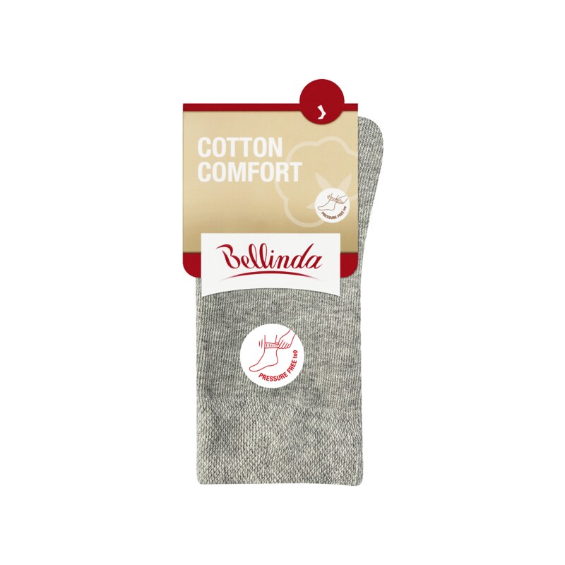 Bellinda COTTON COMFORT SOCKS - Women's cotton socks with comfortable hem - gray highlights