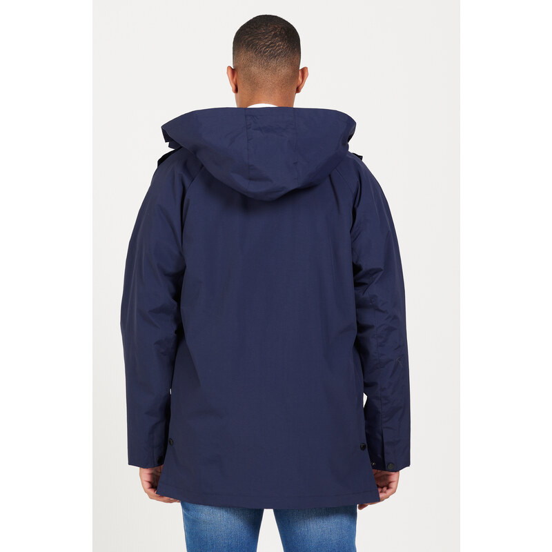 AC&Co / Altınyıldız Classics Men's Navy Blue Hooded Stand Collar Standard Fit Warm Windproof Coat