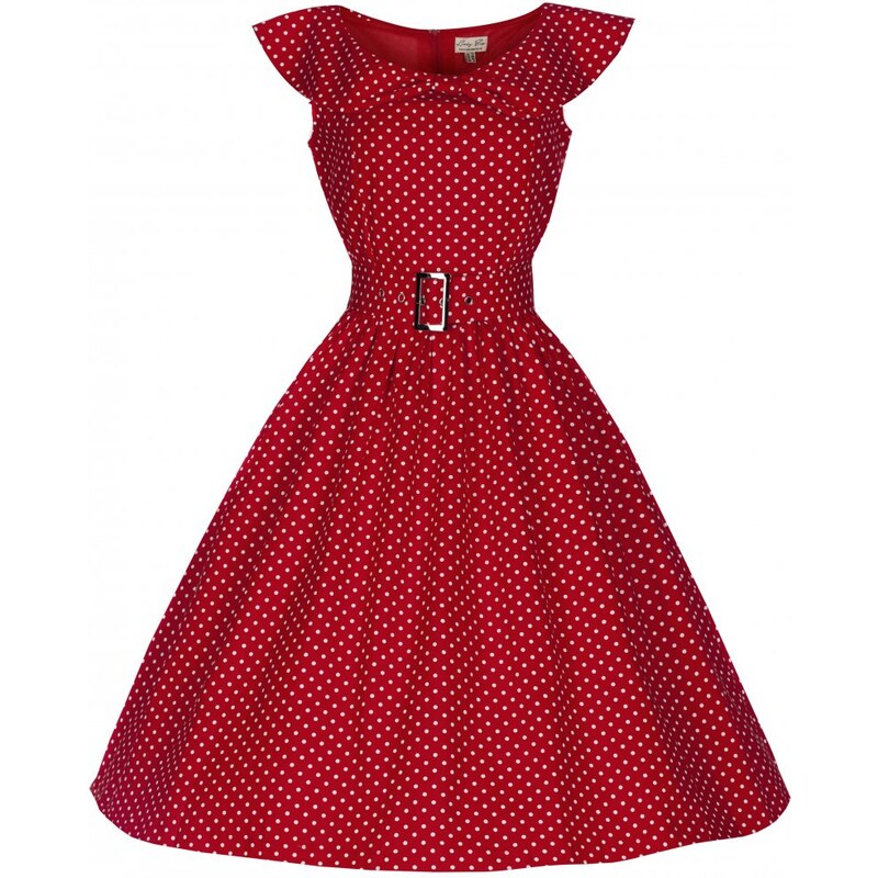 Retro šaty Lindy Bop Hetty Red Polka 36