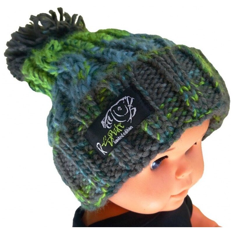 R-Spekt Dětský kulich MAXI PomPom beanie šedozelený - 52-56