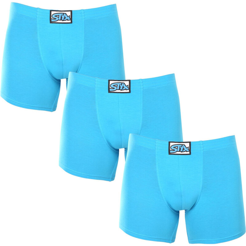 3PACK pánské boxerky Styx long klasická guma světle modré (3F1169)