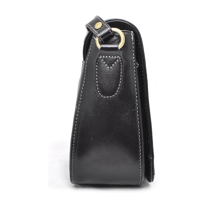 Luxusní kožená velká taška s klopou Katana K82369 01 černá