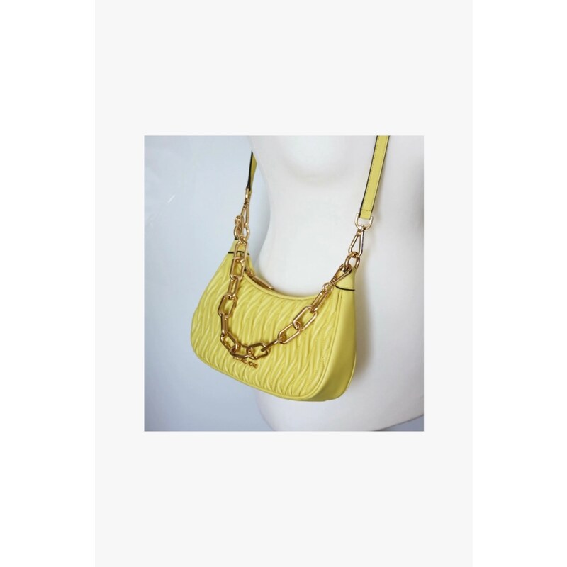 Michael Kors CORA medium leather crossbody sunshine yellow dámská kabelka