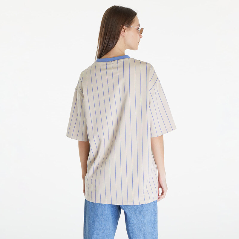 New Era Pinstripe Oversized T-Shirt UNISEX Stone/ Copen Blue