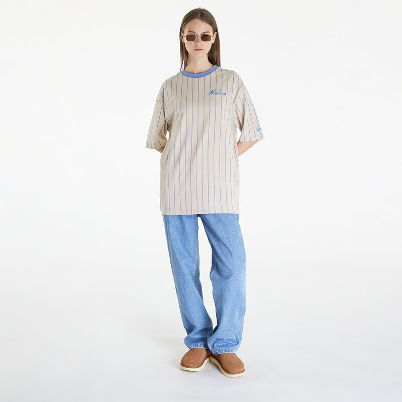 New Era Pinstripe Oversized T-Shirt UNISEX Stone/ Copen Blue